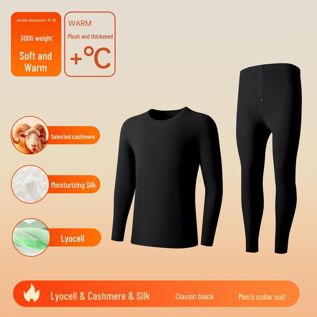 Roupa íntima térmica de seda e caxemira: Terno antibacteriano de Lyocell para mulheres e homens, outono/inverno