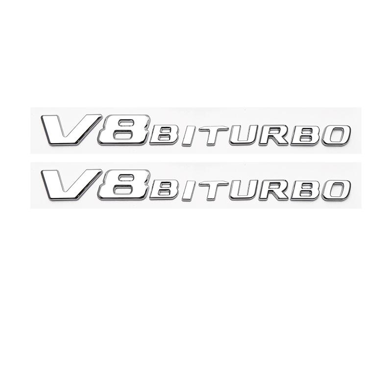 Letter Emblem for Mercedes Benz AMG V12BITURBO V8 BITURBO 4MATIC+ Car Styling Fender Logo Sticker Chrome Black Red