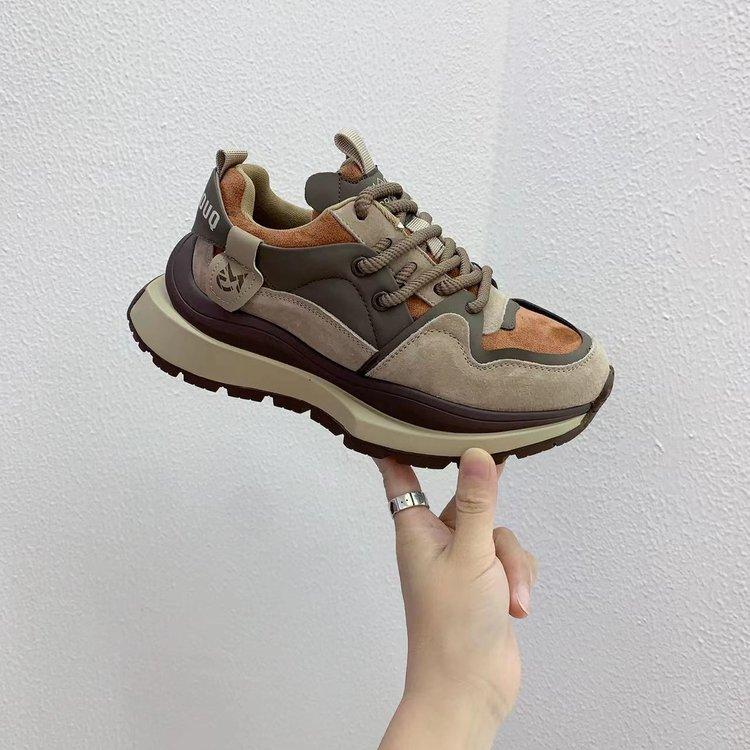 

Туфли Waffle Forrest Gump, бархатные женские туфли 2025 года, осень-зима, новые туфли для папы, универсальные, увеличивающие рост, на платформе, спортивные, повседневные туфли 40