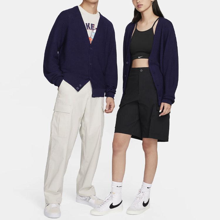 Nike Solid Color Loose Fit Single-Breasted Long Sleeve Knit Sweater Unisex Sweater Ink-Blue FQ0516-555