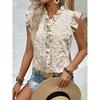 Women's Summer Lace-Trimmed Short-Sleeve Pullover with V-Neck: A Sweet and Feminine Top