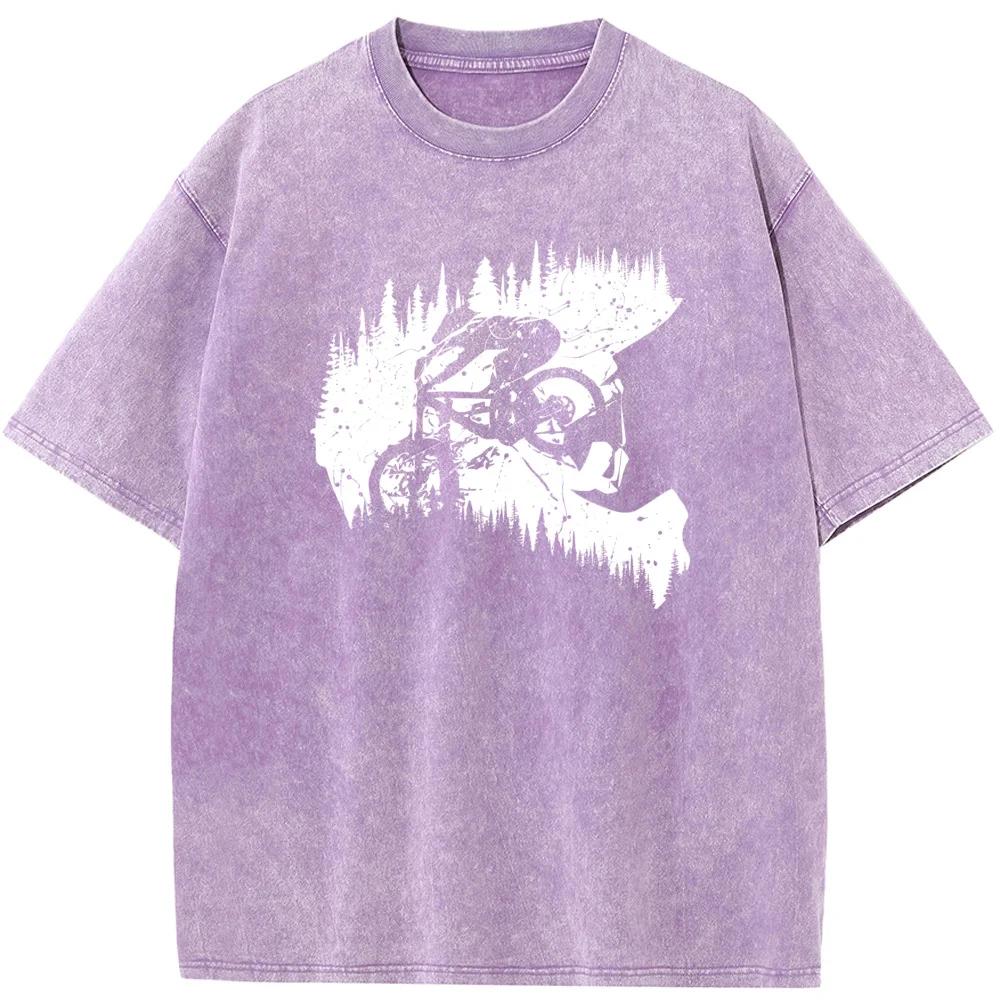 

Cycling Cyclist Printed Men T-Shirt Cotton O-Neck Washed T-Shirt Novelty Casual Loose Bleach T shirt Summer Bleached Tshirt 3XL