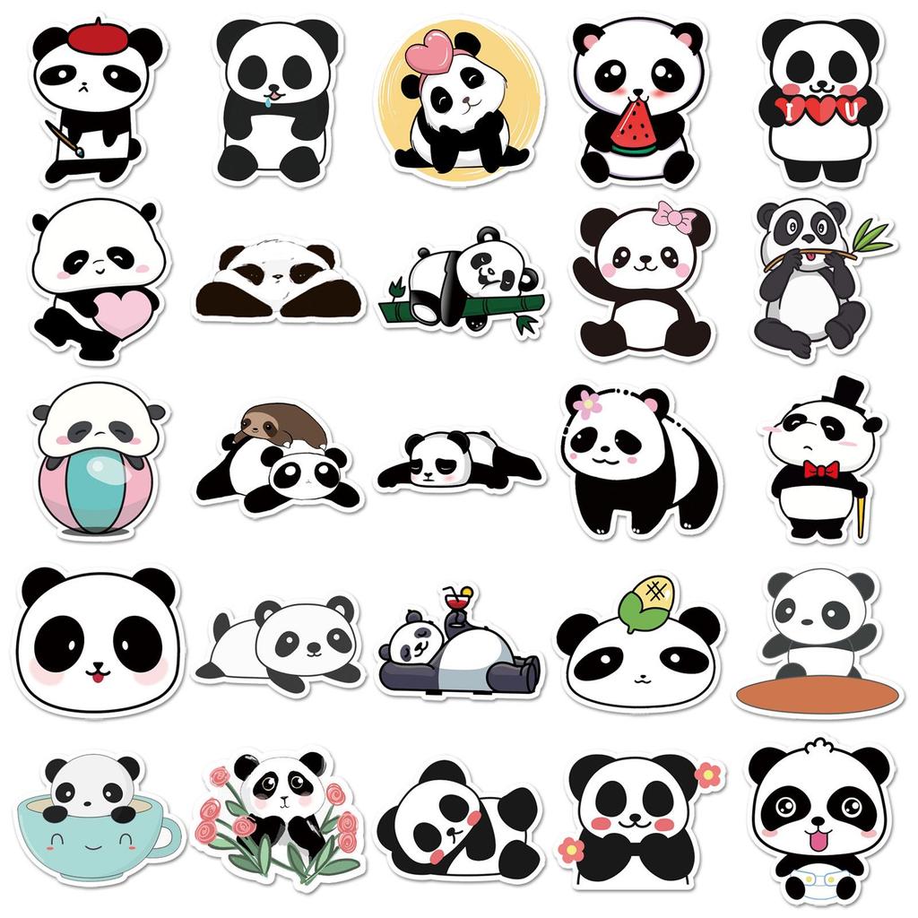 Cute Panda Animal Graffiti Stickers Set - 50 Sheets for Suitcase, Scooter, Computer, and Tablet