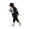 (Altura 115-125cm) Niño Michael Jackson Billie Jean Traje Negro Baile Disco Halloween Disfraz de Fiesta Rey del Pop de los 80 Disfraz para Niños