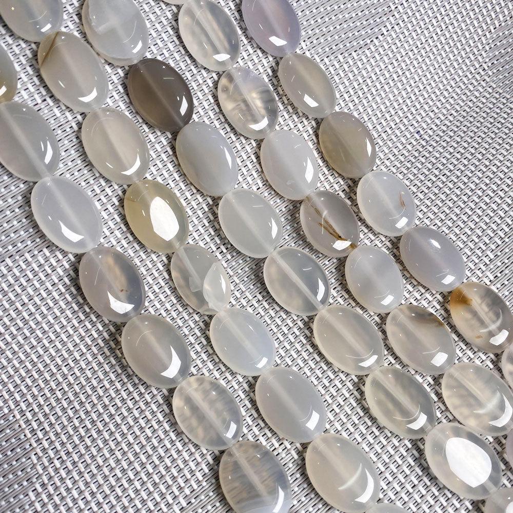 Hand-Painted Natural Gemstone Oval Beads for DIY Jewelry Necklaces & Bracelets