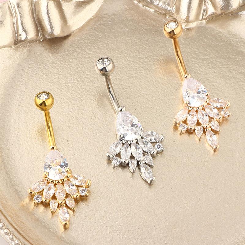 Stainless Steel Jewelry Exquisite Zircon Navel Ring Trend Woman Body Piercing Female Accessories Sexy Women Punk Belly Button Ring