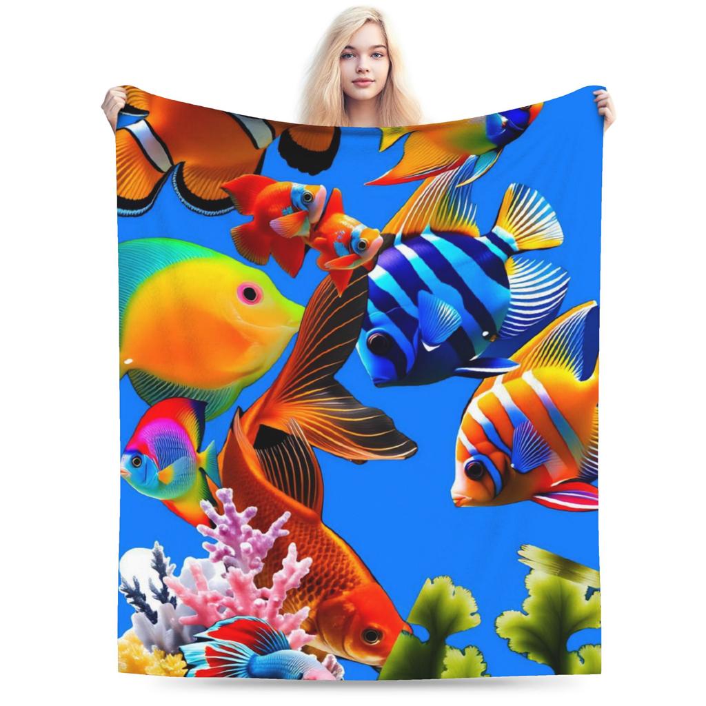 Beautiful Underwater World Colorful Fish Flannel Blankets Winter  Warm Soft Throw Blanket for Children Bedspread Sofa Bed Cover