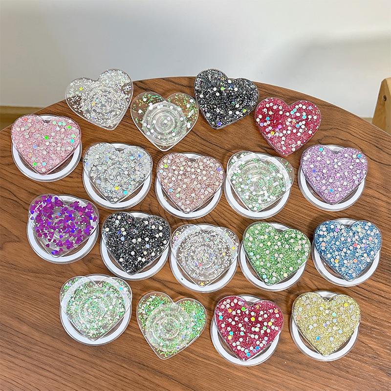 Sequin Glitter Love Magnetic Paste Mobile Phone Airbag Bracket Heart Ring Niche Girl Decoration