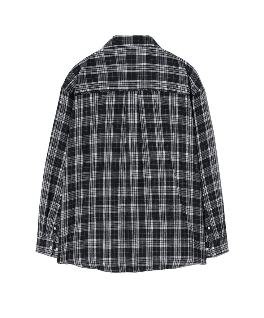 YALE Flannel Vintage Oversized Check Shirt_Black