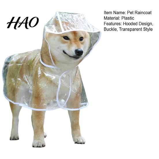 Pets Rain Poncho Pet Raincoat Transparent Snap Button Design Hooded Minimalistic Adjustable Dog Rainwear Windproof Soft Gear Supply