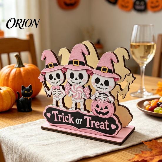 Solid Wood Napkin Tray Halloween Wooden Holder, Cute Pastel Pumpkin Ghost Black Cat Tabletop Tissue Dispenser, Decorative Paper Towel Holder