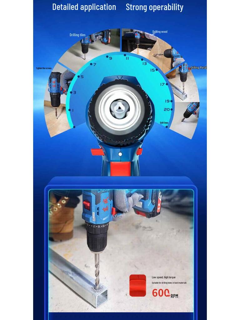 Dongcheng 20V Brushless Cordless Drill & Electric Screwdriver With Rechargeable Lithium Battery (DCJZ2050A)