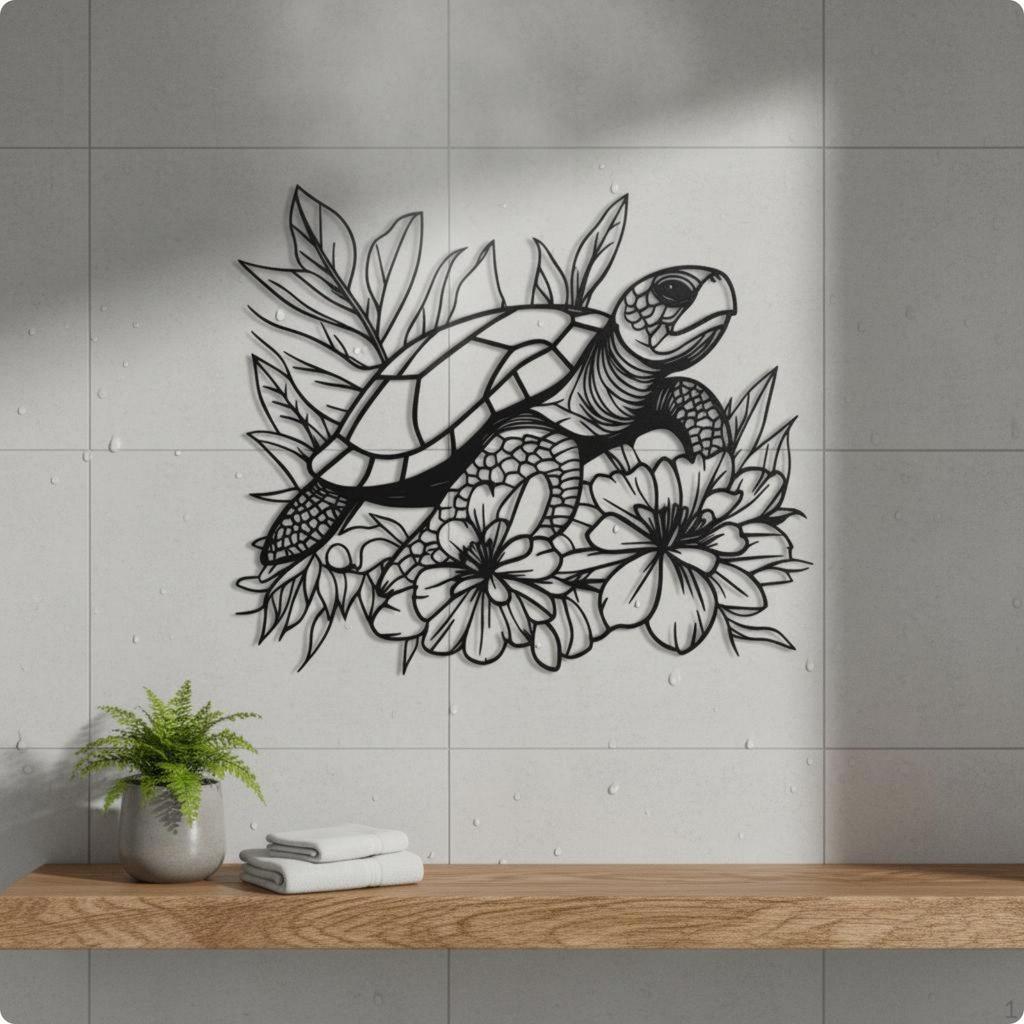 Metal Turtle Wall Art Decorative Cutout Sea Design Influenced for Living Room, Washroom