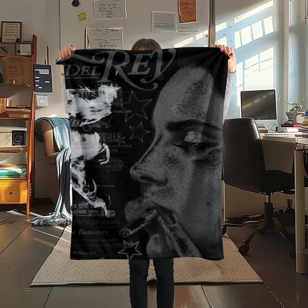 1pz Coperta in Flanella con Stampa Lana Del Rey, Alta qualità Confortevole per Tutte le Stagioni, Decorazione per la Casa, Calore e Comfort, Perfetta per Regali di Natale