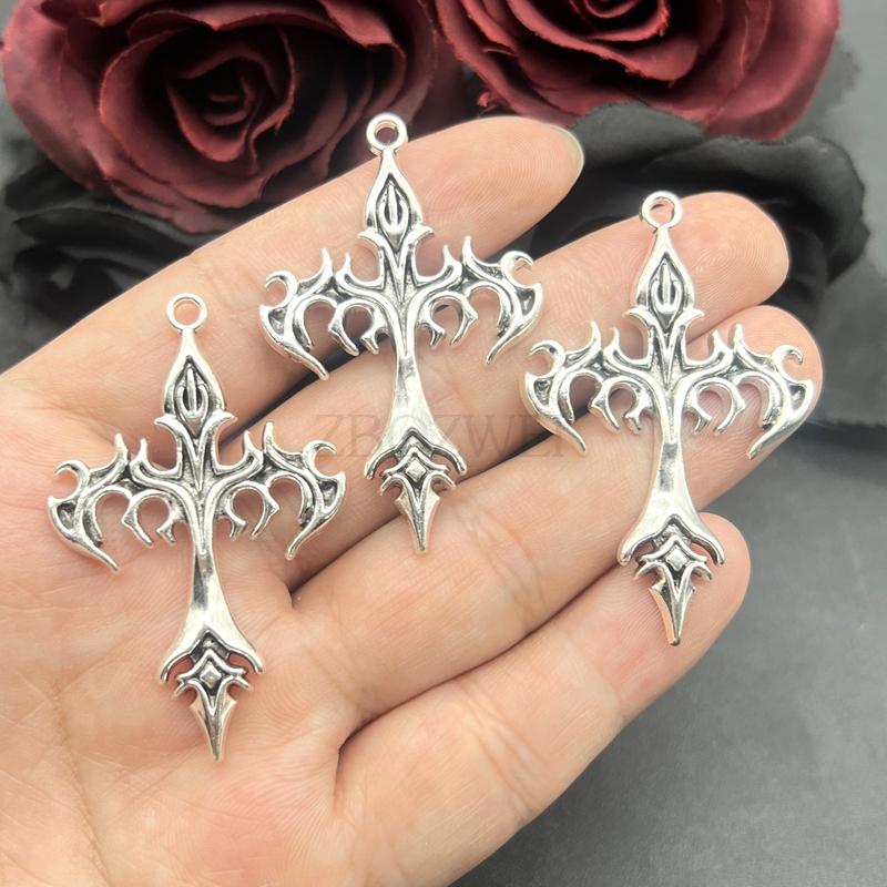 3pcs 35*55mm Fashion Vintage Black Oil Flame Cross Charms Gothic Pendant Designer Charms Fit Jewelry Making DIY Jewelry Findings