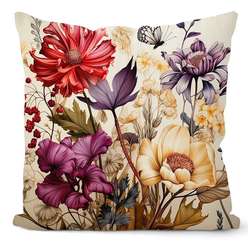 Retro Floral Pillow Case Home Living Room Sofa Cushion Balcony Car Pillow Ornament Premium Durable Quality Useful