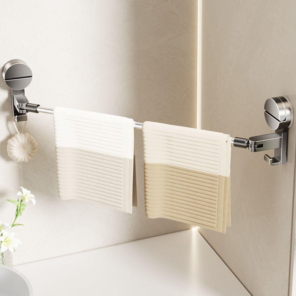Punching-Free Suction Cup Towel Bar Retractable Paper Towel Holder  Storage Supplies
