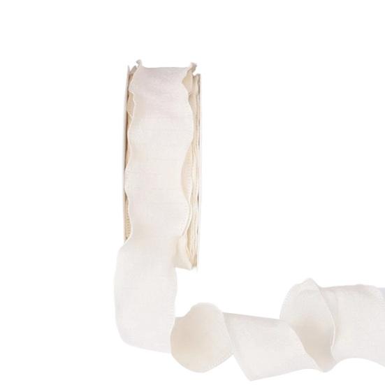 1 Roll 900x2.5CM Ruffle Edge Ribbon DIY Sewing Flower Bridal Bouquets Christmas Gift Box Wrapping Decorative Ribbon Solid Polyester Pleated