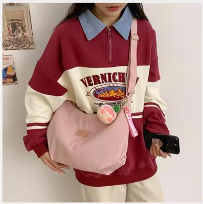 Bolsa de Ombro Feminina Casual de Nylon Moda Coreana Simples Estilo Universitário Bolsa Transversal Grande Capacidade Designer Bolsa de Mão Carteira para Senhoras