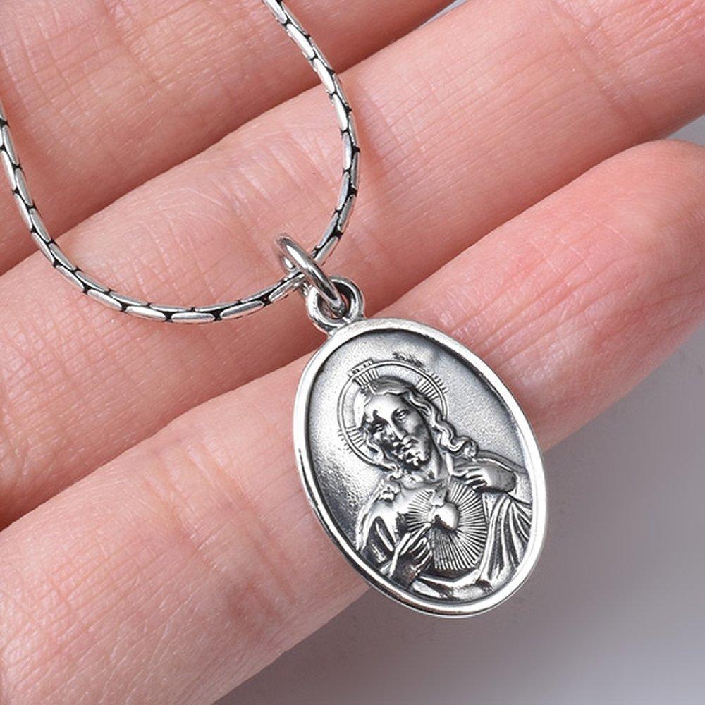 925 Silver Miracle Patch Mary Jesus Long Necklace