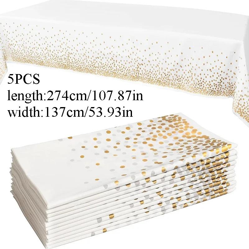 5PCS Disposable Tablecloth Party Rectangle Bronzing Waterproof Table Cloth for Wedding Birthday Party Christmas Home Decor