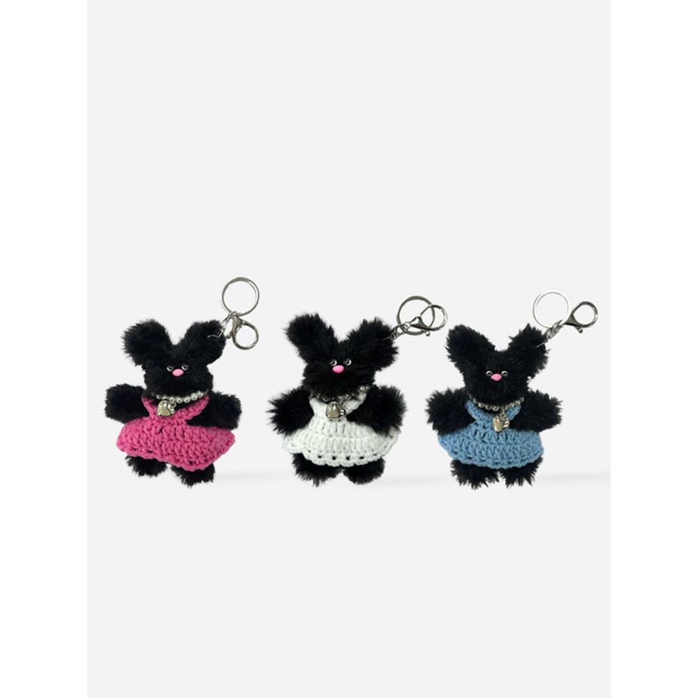 

Elegant table black cat skirt keyring 3color doll keychain bag charm pink