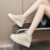 Witte Platform Dames Schoenen Pu Leer Sneakers voor Dames 2025 Nieuw Design Vetersluiting Ronde Neus Dames Schoenen Platte Gevulkaniseerde Schoenen