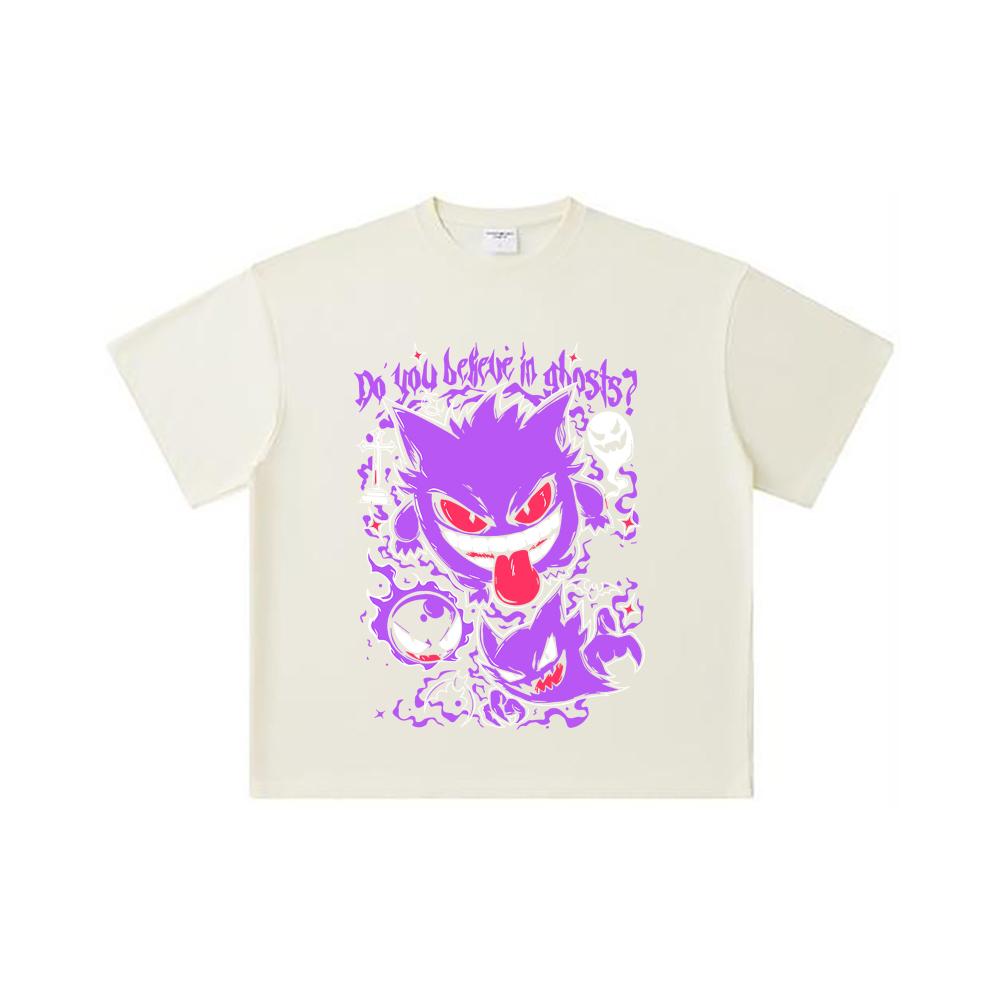 260 GSM Double Yarn 32 Count 100% Cotton Pokemon V3 Ghosts Print Unisex Heavy Cotton T Shirt