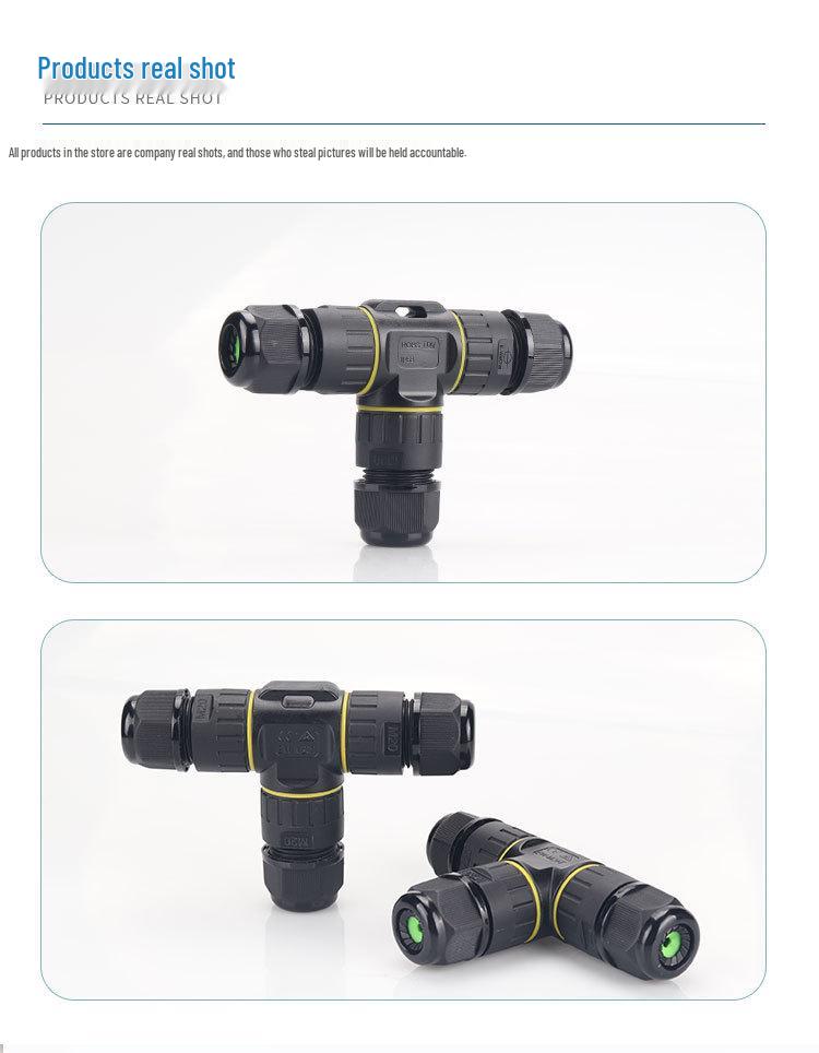 Outdoor Waterproof T-Type Three-Way Cable Connector, 2/3/4 Core, Flame Retardant for Landscape Lights