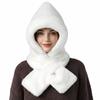 Fuzzy Hooded Scarf Soft Hat Scarf Gloves Set Cute Winter Hooded Scarf  Winter