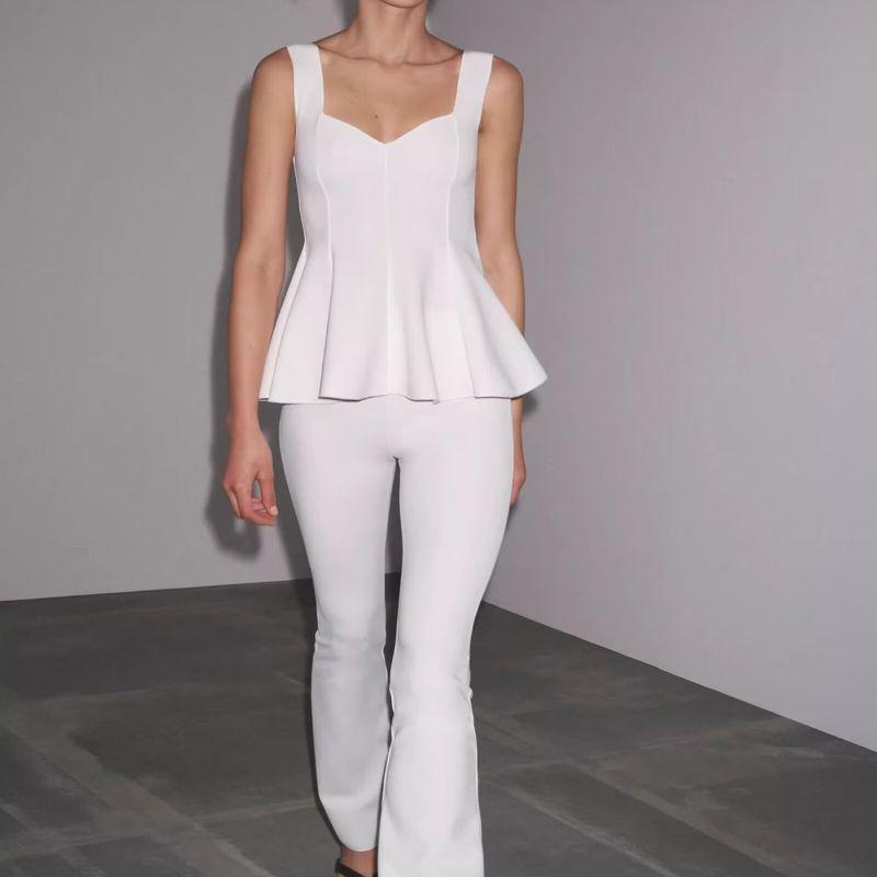 Za Spring New Arrivals Women's Clothing Zr European and American Style Short Skirt Hem Elastic Round Neck Top 5584150 800