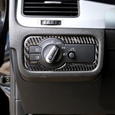Auto Carbon Fiber Innen Scheinwerfer Schalter Rahmen Abdeckung Aufkleber Trim Für VW Touareg 2011 2012 2013 2014 2015 2016 2017