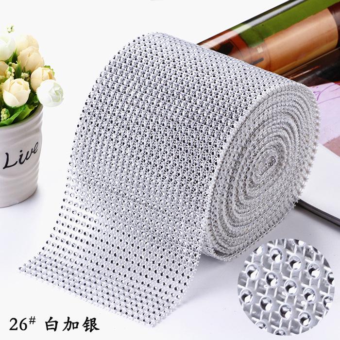 10Yard 4mm Crystal Rhinestones Fabric Elastic Mesh Net Crystal Trim Fabric for Diy Garment Dresses Scarf Mask Material