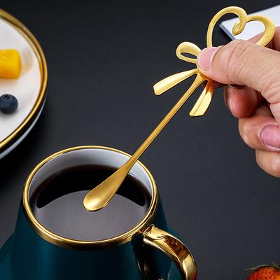 Łyżeczka do kawy w kształcie serca w kształcie 3D, łyżeczka do herbaty, deseru, złota, srebrna, sztućce ze stali nierdzewnej
