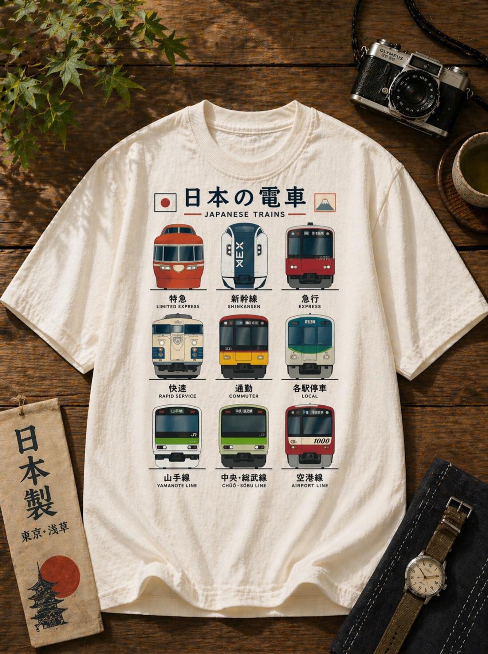 Japanese Trains Vintage Tee – Tokyo Rail Graphic Streetwear Shirt XL