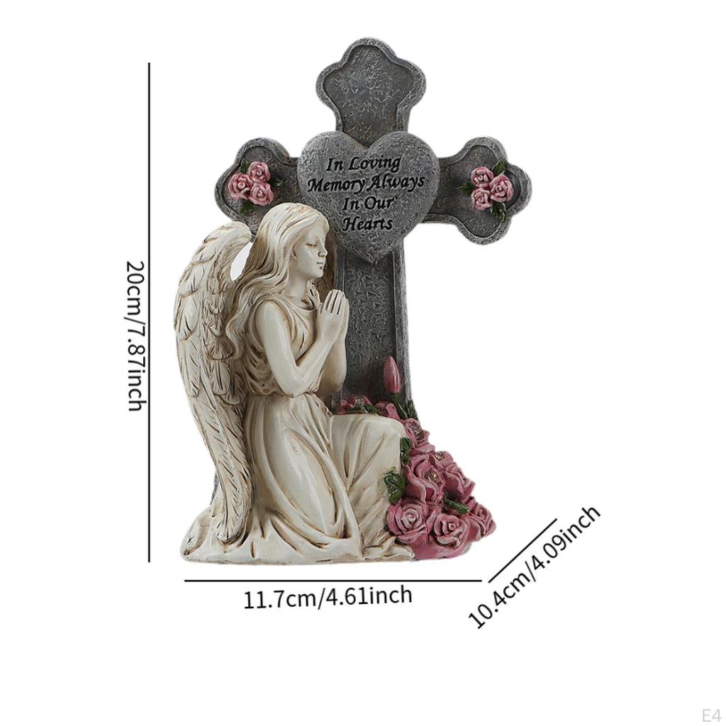 Angel Cross Figurine for Garden, Solar Light Decoration Outdoor