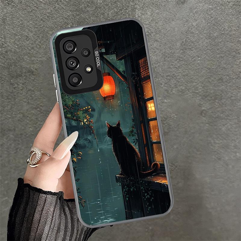 Healing Sense Cat Rain Shockproof Phone Case for Samsung A17 A16 A15 A14 A37 A57 A36 A56 A26 A35 A55 A25 A34 A54 A24 A13 A23 A33