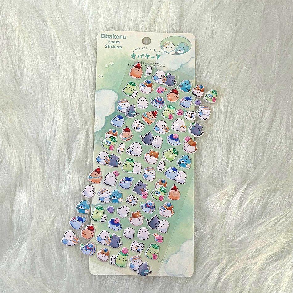 Durable Cute Obakenu Foam Stickers Japanese Ghost Cartoon Decals for Kids DIY Journal and Scrapbook High Quality