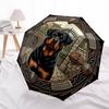 Rottweiler Guardian Frame pattern umbrella, portable and foldable design, 8 ribs, a casual accessory for Halloween, Christmas, and birthday gifts.