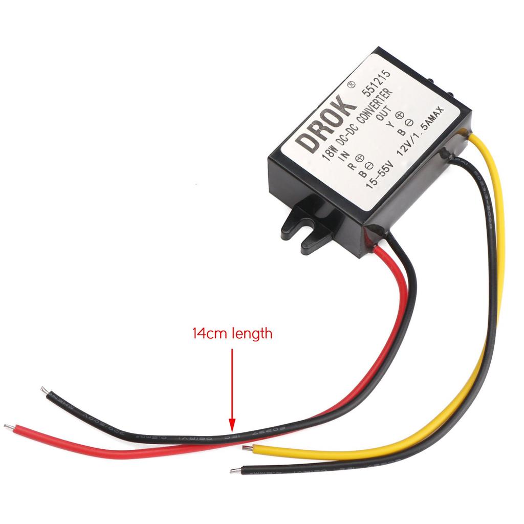 DROK Micro DC Voltage Buck Converter 15-55V 24V/36V/48V- 1.5A 18W Buck Power Supply Automotive Transformer Inverter for Car