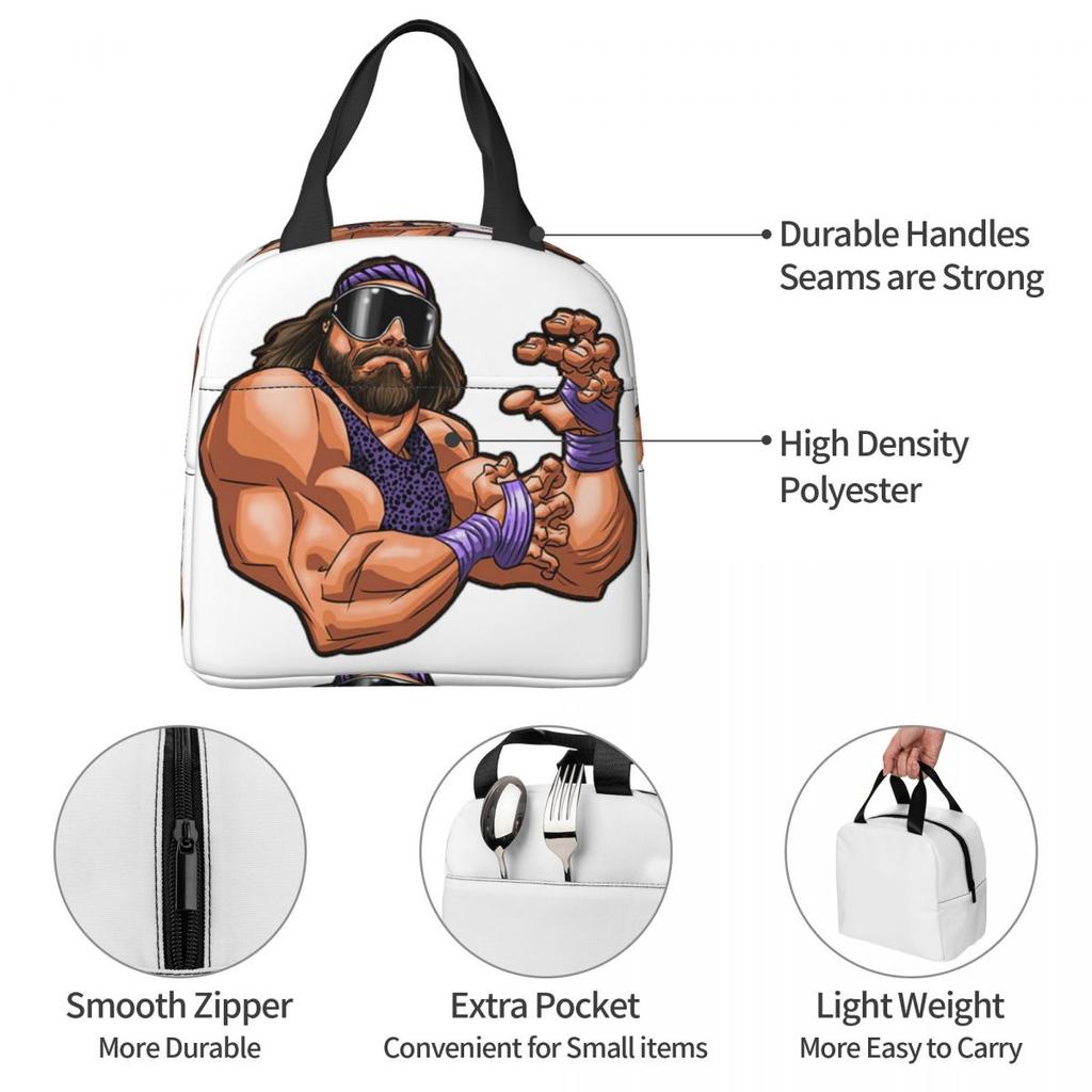Macho Man Randy Savage Supernova Insulated Lunch Bag for Women Children Portable Food Boxes Thermal Lunch Box Tote
