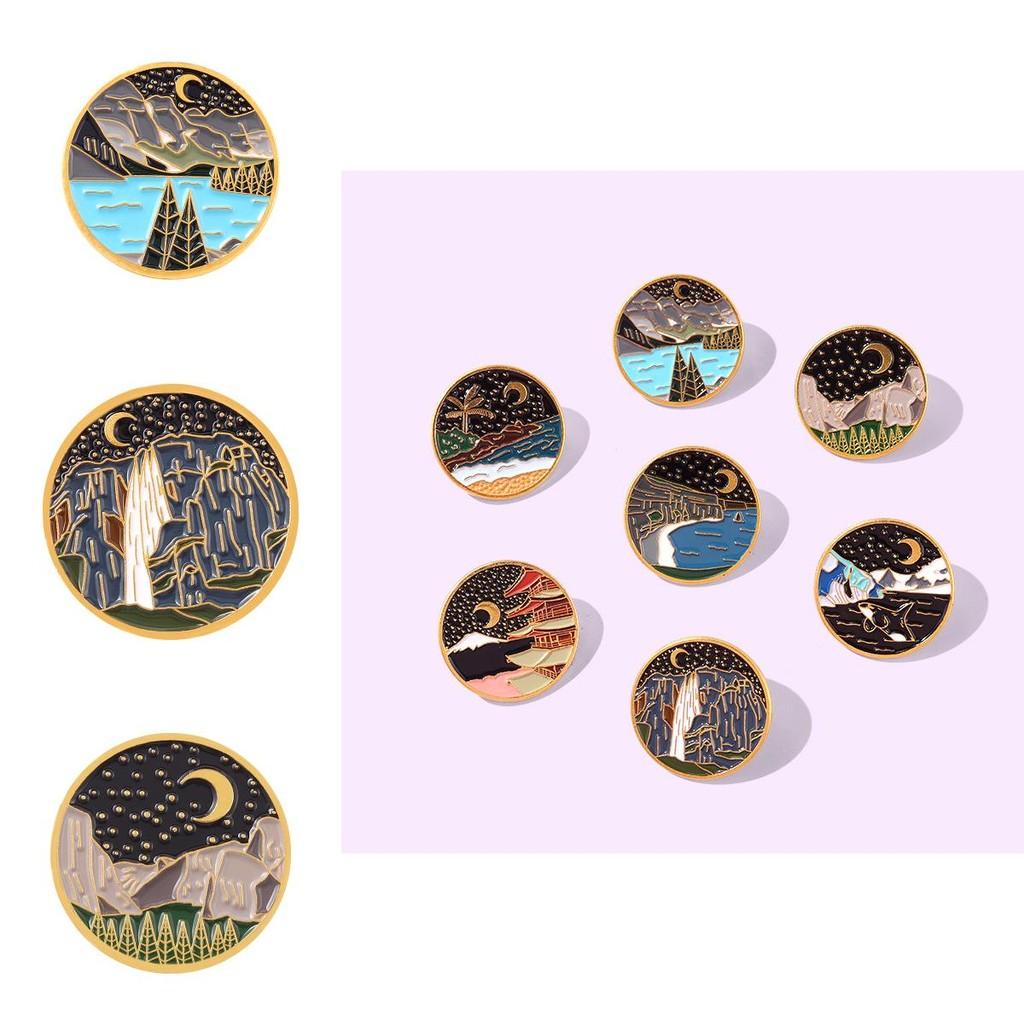 Unique Geometric Metal Brooch For Men And Women Creative Scenic Design In Alloy