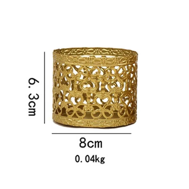 Nordic Style Candlestick Golden Geometric Hollow Iron Candlestick Creative Aromatherapy Candle Cup Home Decoration Ornament YLE614