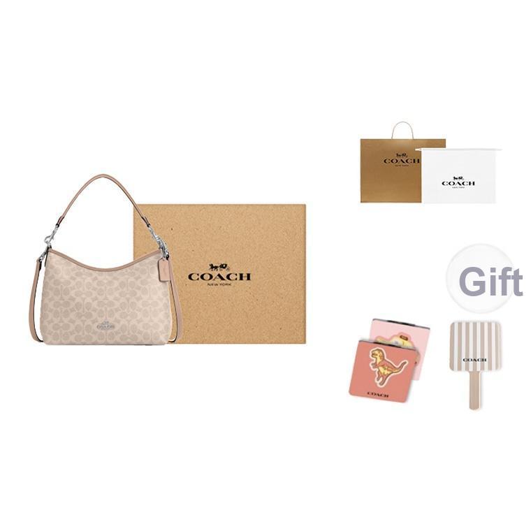 Coach Laurel 31 Tracolla Rimovibile Chiusura a Zip Tela Rivestita Borsa a Spalla a Tracolla Grande Borse da Donna Grigio Sabbia-Marrone CV975-SVPWH