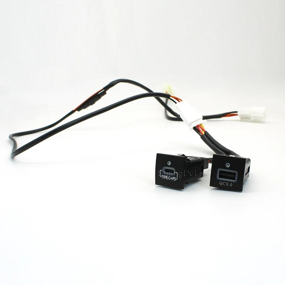 Car USB Charger PD Quick Charge QC3.0 Phone Charging Adapter Outlet Button For Volkswagen Golf 6 Jetta 5 MK6 Scirocco 2006-2012