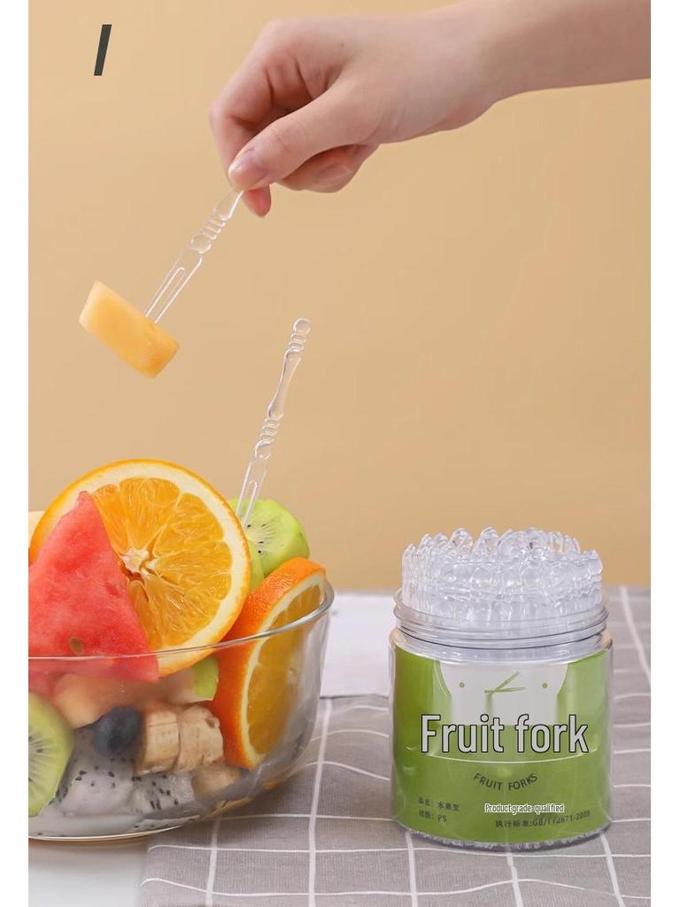 Transparent Disposable Fruit and Dessert Forks - Portable, Food-Grade Skewers for Household Use