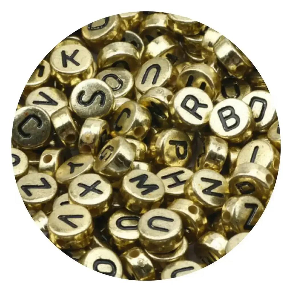 100/200/300/500 Stück Acryl-Buchstabenperlen, gemischt, rund, flach, lose Abstandsperlen für die Herstellung von handgefertigten Schmuckstücken, DIY-Armbändern und Halsketten