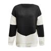 Women's Fashion Casual Knitted Top Round Neck Clashing Colour Bottom Shirt Pullover Sweater