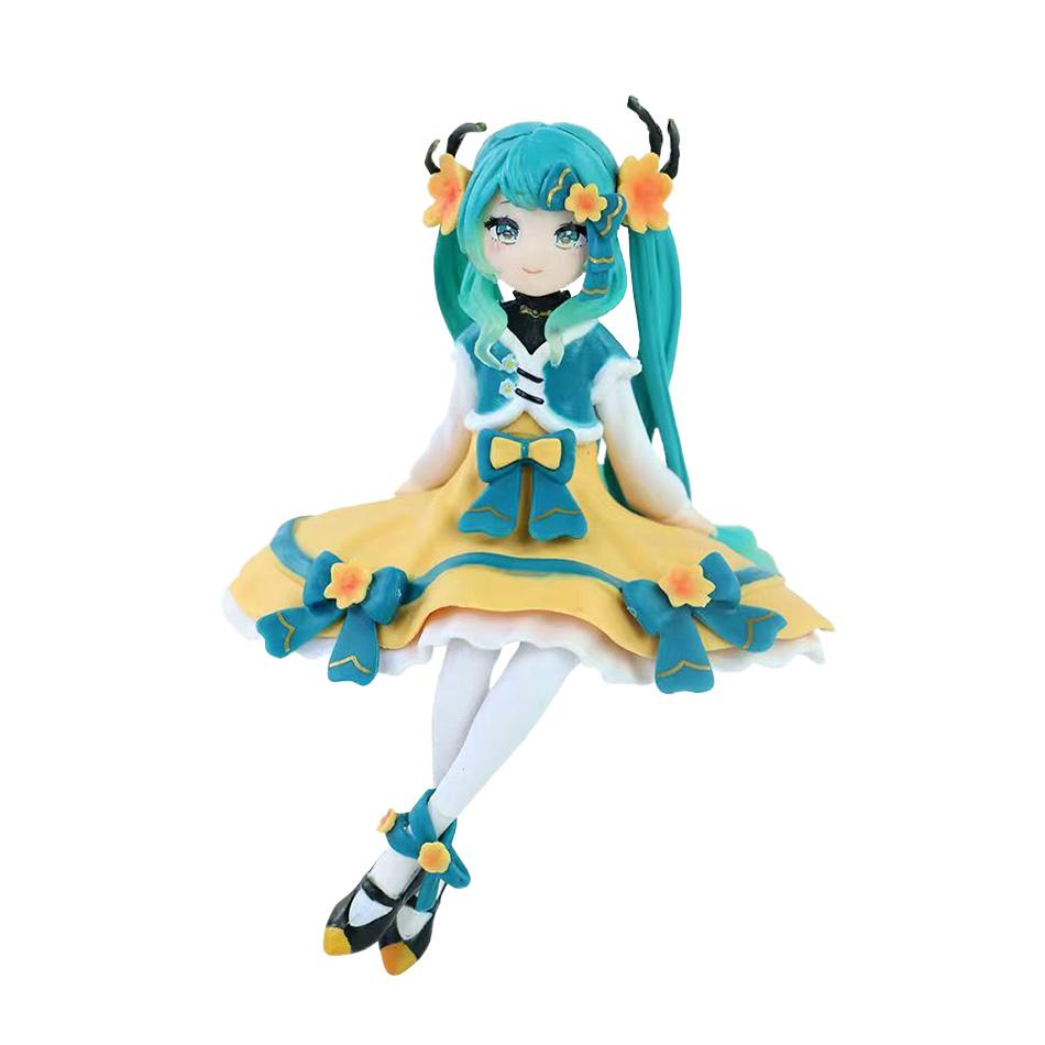 

New Hatsune Miku Anime figure Pink sakura sitting position PVC figure model toy decoration collect gifts children birthday gift