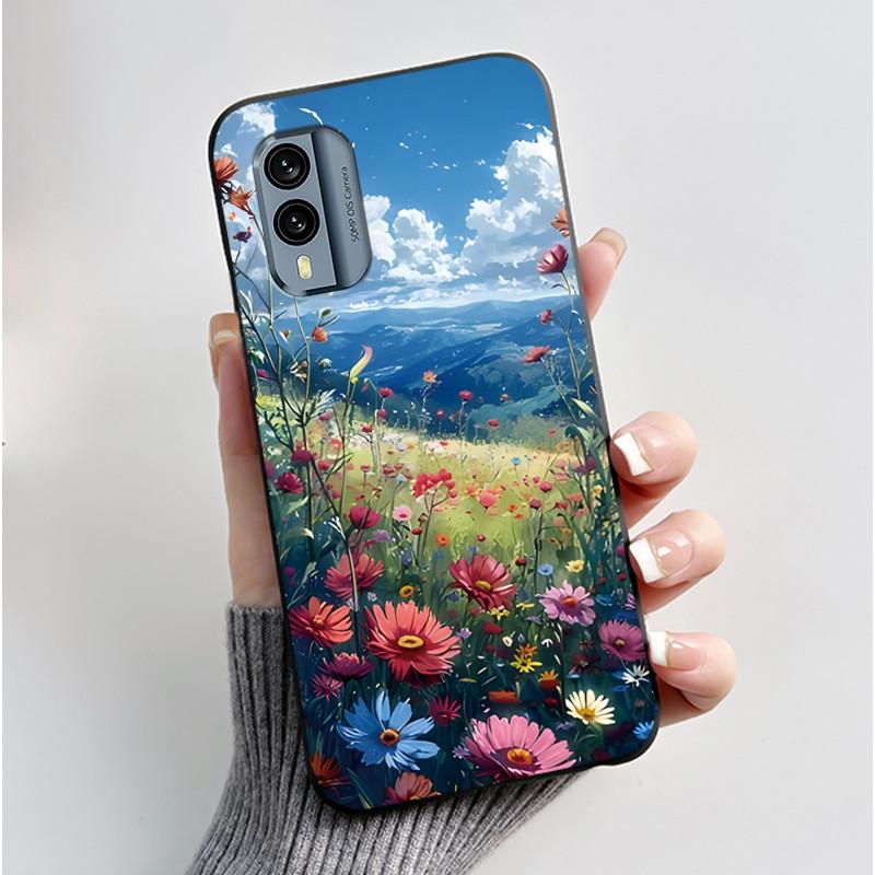 Casing For Nokia X30 5G Anti-scratch Bumper Soft Shell For Nokia XR21 Beautiful Brightly Colored Sunflower Pattern Black Case